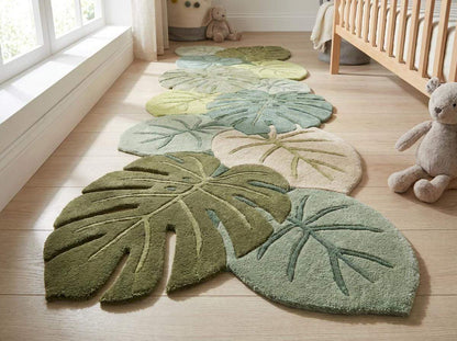 Hand Tufted Leaf Runner Rug, Botanical Hallway Carpet, Monstera Tropical Runner for Entryway Decor __etsy:8092843830