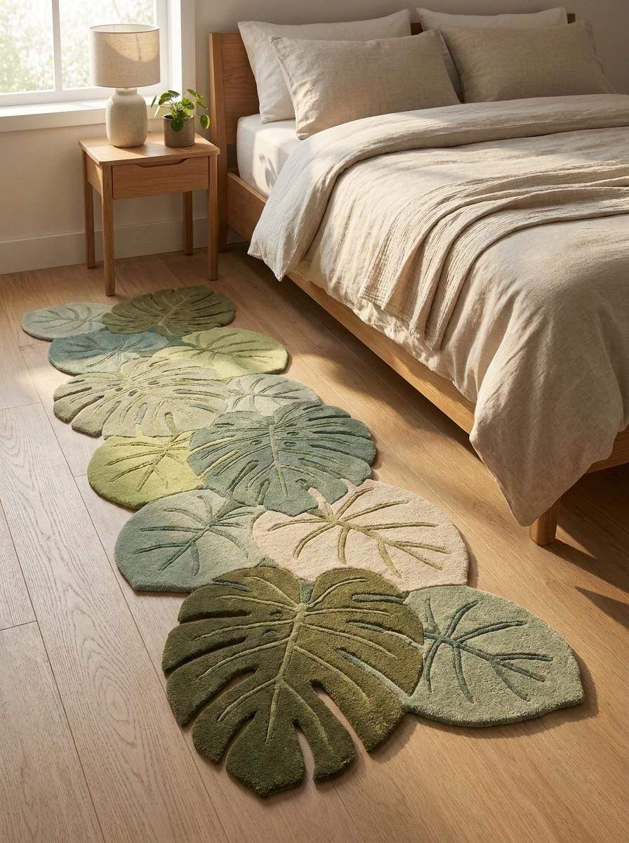 Organic shape hand tufted runner rug ideal for hallways, apartment corridors, bedroom sides, and entryway floor styling __etsy:8092843806