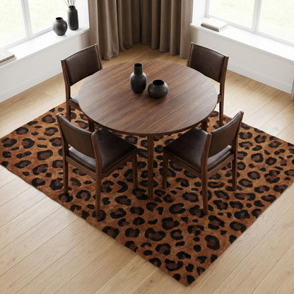 Handmade tufted cheetah pattern carpet designed for bedroom or living room décor