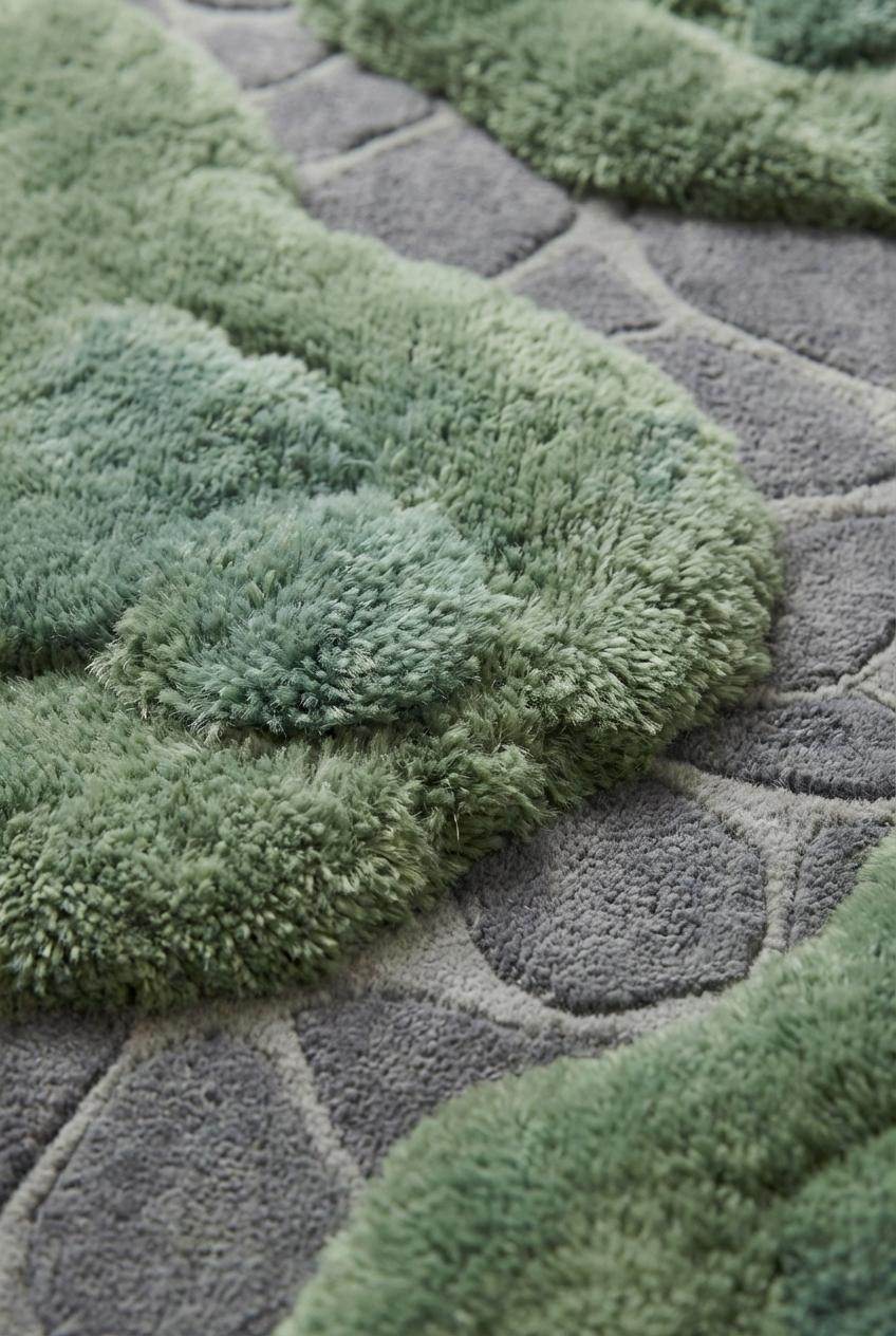 Hand Tufted Moss Green Rug, Organic Modern Textured Area Rug Decor
