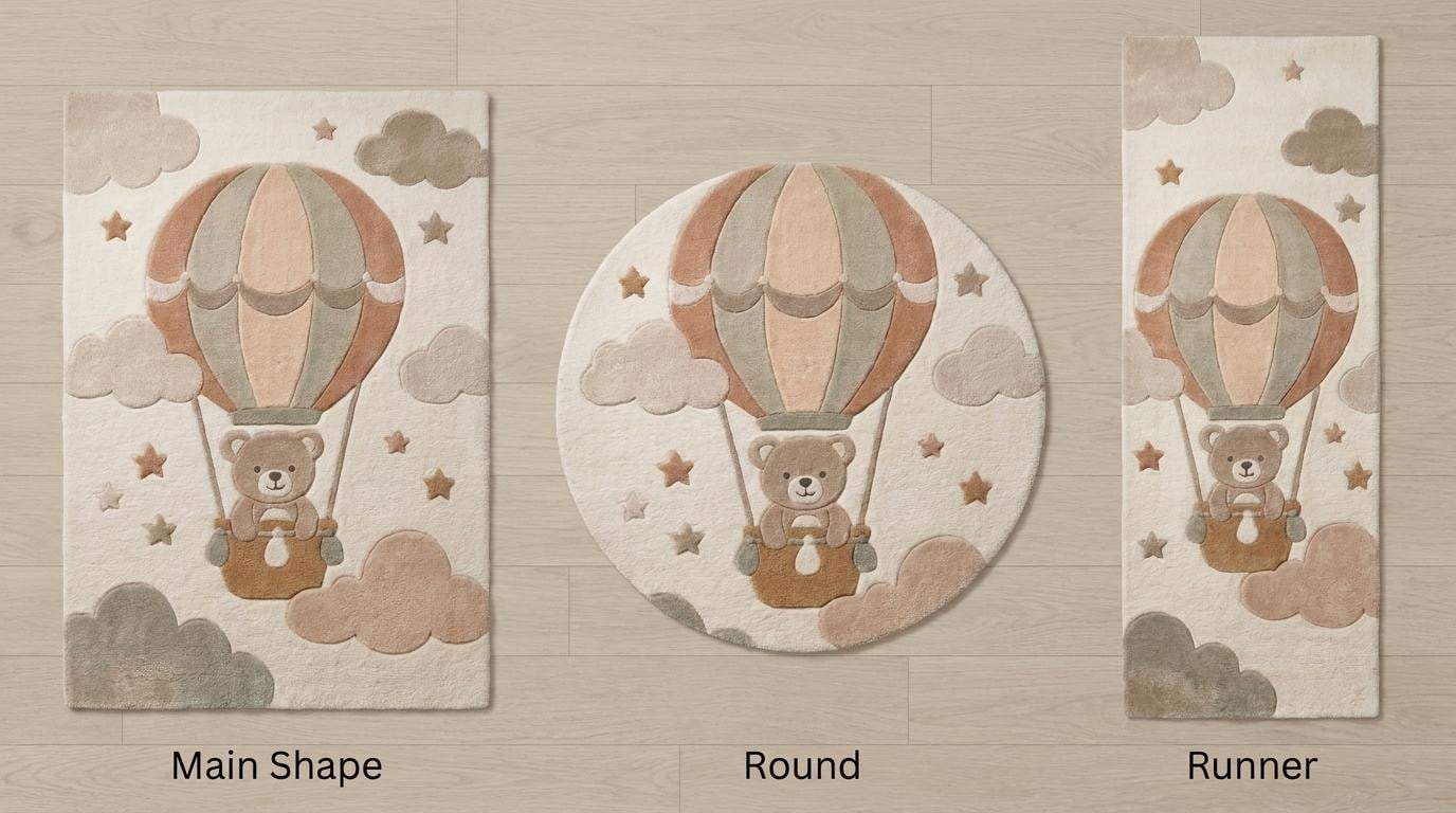Rectangle nursery rug design available in runner, round, hallway, and custom carpet size options for kids rooms and playrooms __etsy:8042249331