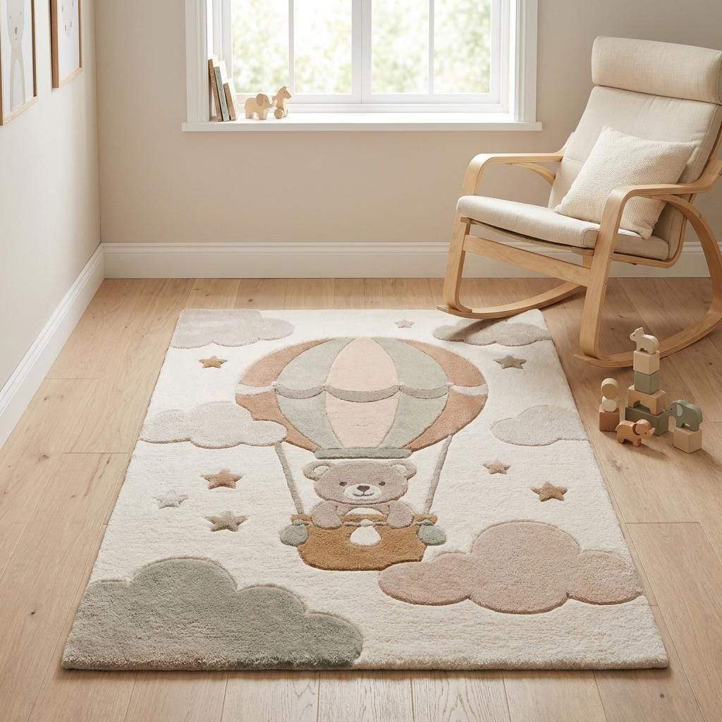 Modern neutral nursery decor rug with plush texture designed for baby bedroom, toddler room, and reading corner styling __etsy:7994313006