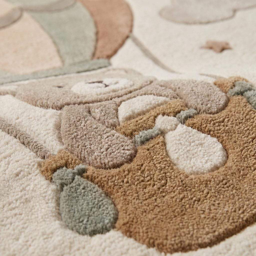 Hand Tufted Nursery Rug, Teddy Bear Balloon Carpet for Kids Room, Neutral Baby Room Decor Area Rug __etsy:7994313022