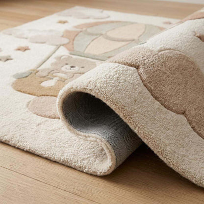 Hand Tufted Nursery Rug, Teddy Bear Balloon Carpet for Kids Room, Neutral Baby Room Decor Area Rug __etsy:8042249437