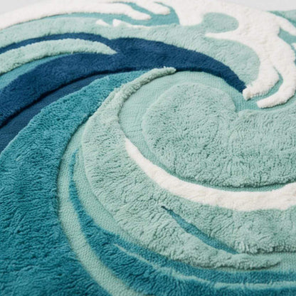Hand Tufted Ocean Wave Rug – Teal & Navy Coastal Accent