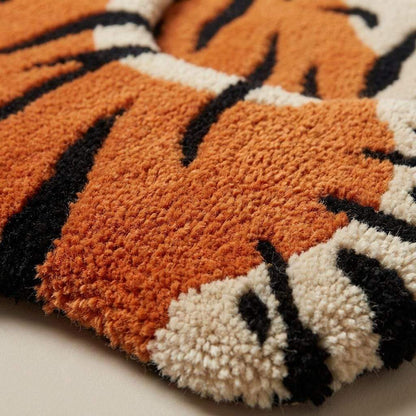 Hand Tufted Tiger Rug, Animal Shape Area Carpet, Bold Orange Black Statement Decor for Living Room, Kids Room, Modern Jungle Style __etsy:7789952530