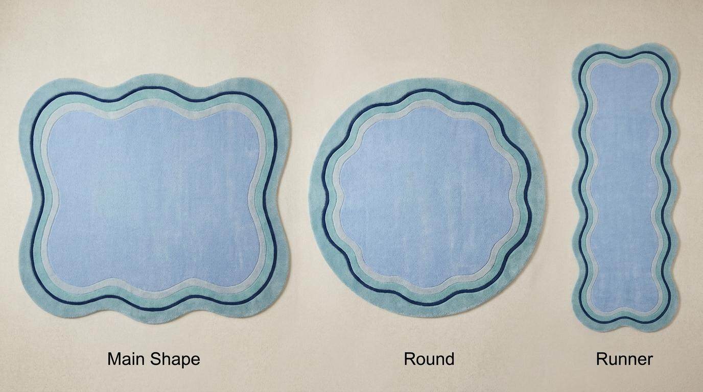 Handmade rug available in rectangle, round, runner, hallway, and custom irregular shapes for modern interiors __etsy:8084463931