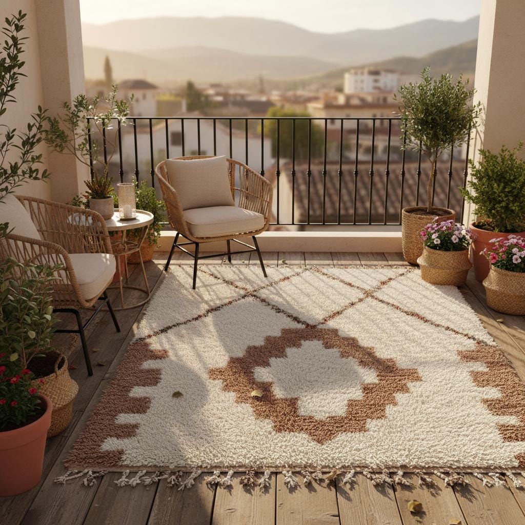 Hand-Tufted Wool Area Rug – Modern Moroccan Geometric Design
