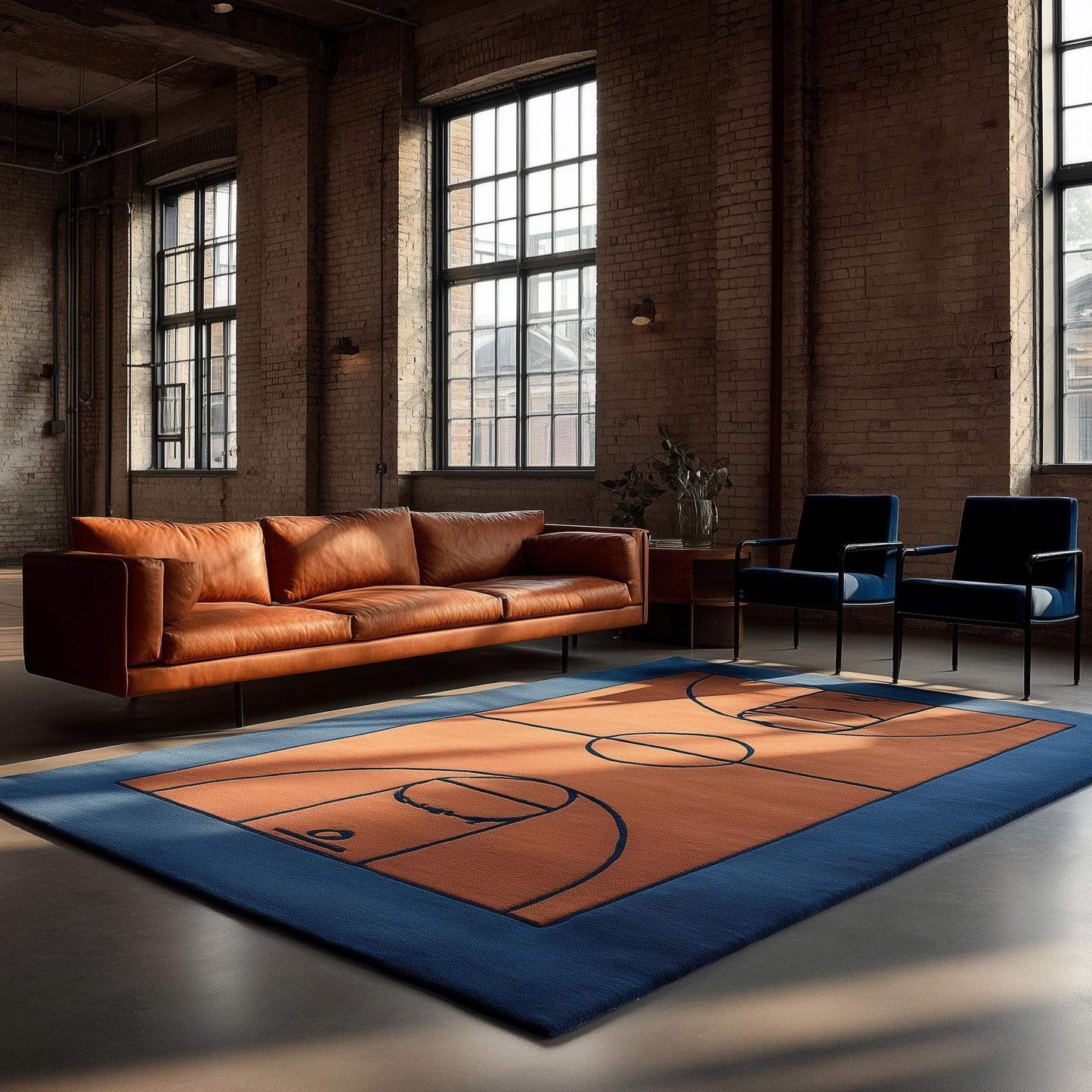 Hand-Tufted Wool Basketball Court Rug | Sports Room Decor __etsy:7363573207