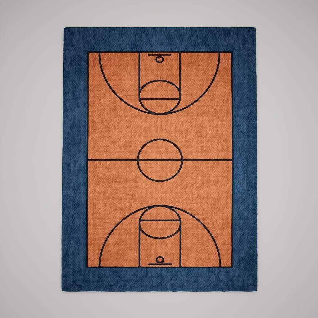 Hand-Tufted Wool Basketball Court Rug | Sports Room Decor __etsy:7363572981