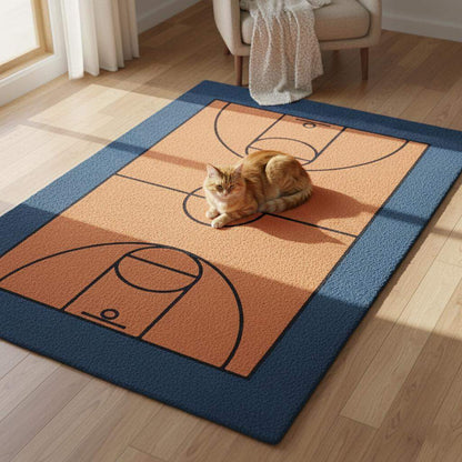 Hand-Tufted Wool Basketball Court Rug | Sports Room Decor __etsy:7363573059