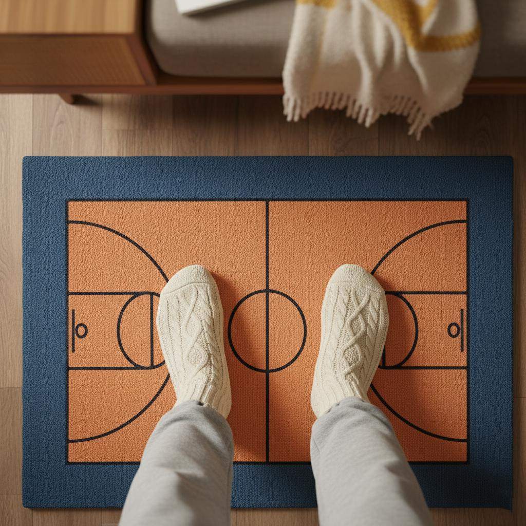 Hand-Tufted Wool Basketball Court Rug | Sports Room Decor __etsy:7315615142
