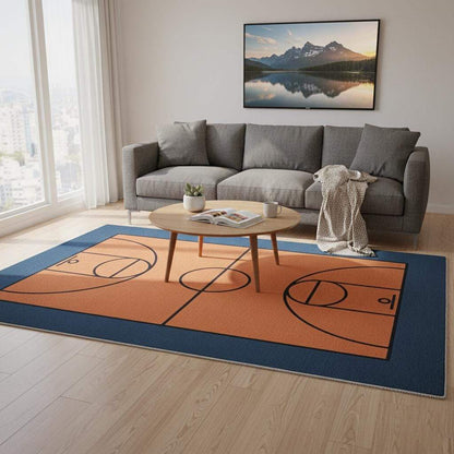 Hand-Tufted Wool Basketball Court Rug | Sports Room Decor __etsy:7315615076