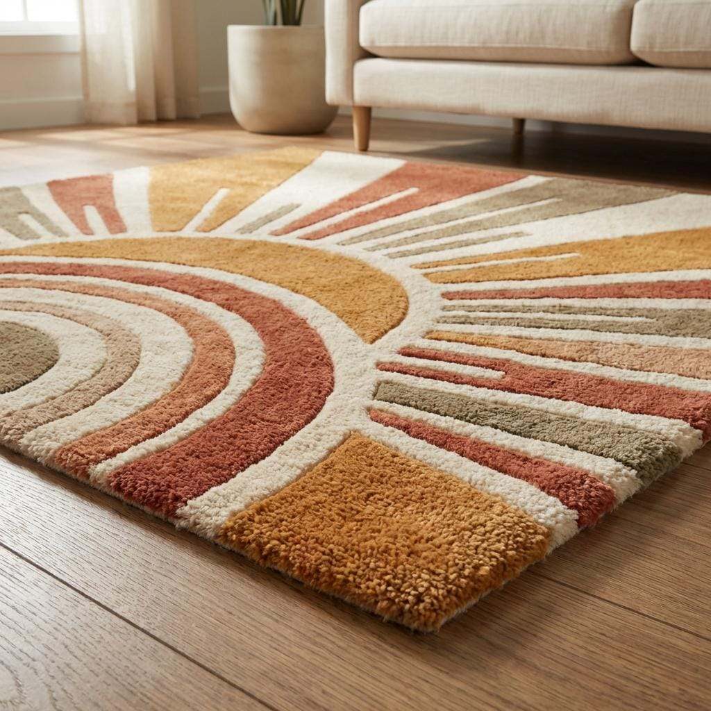 Hand Tufted Wool Modern Area Rug for Living Room Aesthetic Home Decor
