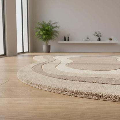 Hand Tufted Wool Rug, Irregular Organic Neutral Scandinavian Decor