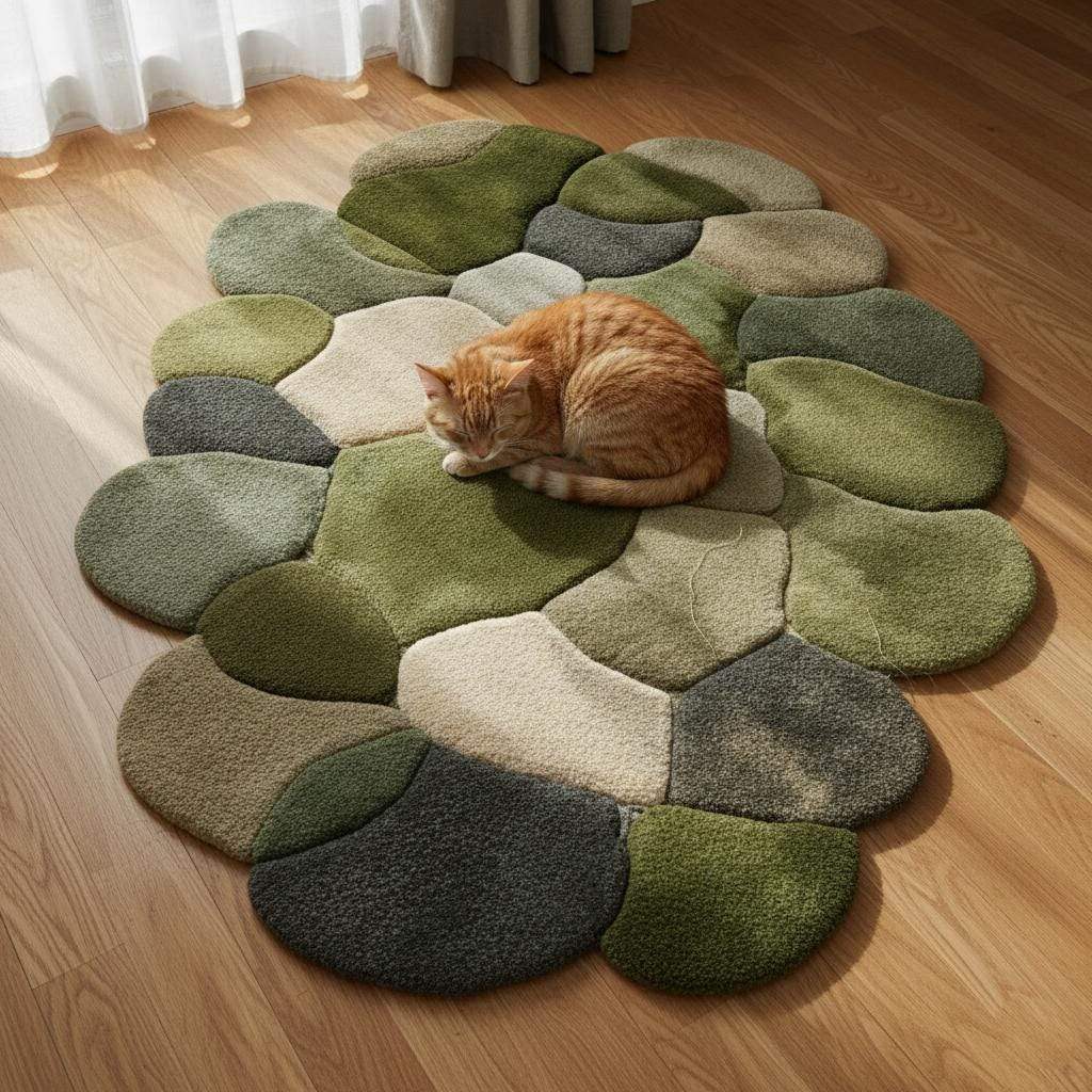 Hand-Tufted Wool Rug: Modern Moss Green Organic Area Carpet Teppich __etsy:7291553455