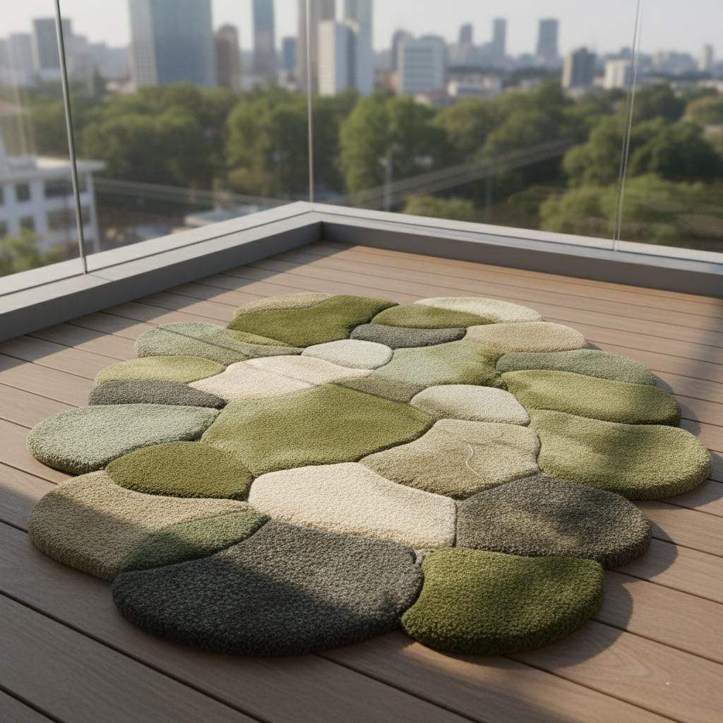 Hand-Tufted Wool Rug: Modern Moss Green Organic Area Carpet Teppich __etsy:7291553663