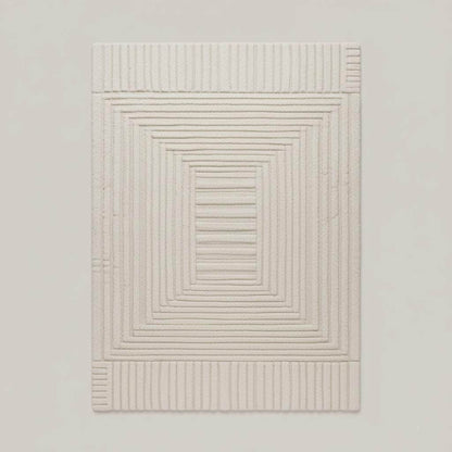Hand-Tufted Wool Rug: Neutral Beige 3D Sculptural Texture Teppich __etsy:7255214704