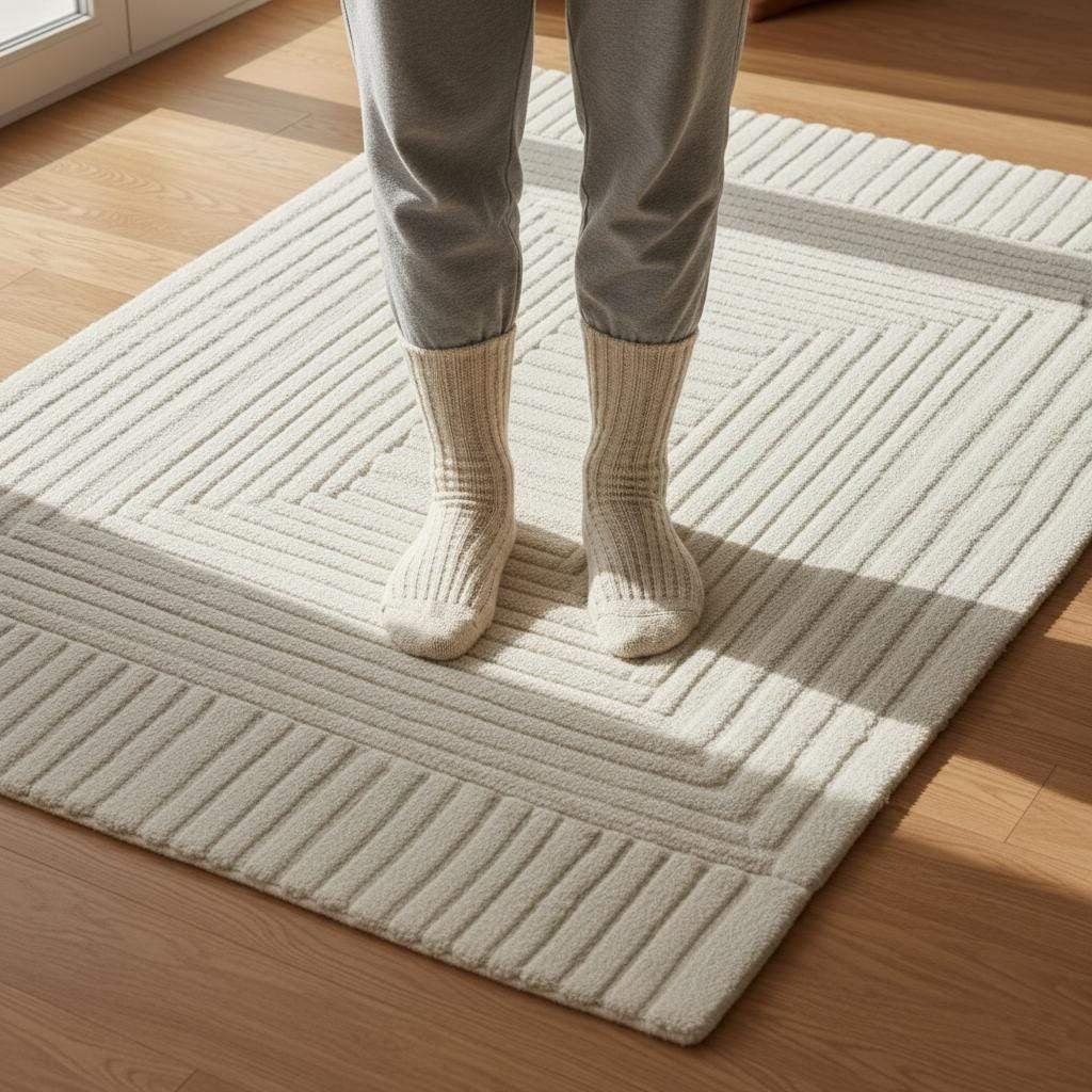 Hand-Tufted Wool Rug: Neutral Beige 3D Sculptural Texture Teppich __etsy:7303163181