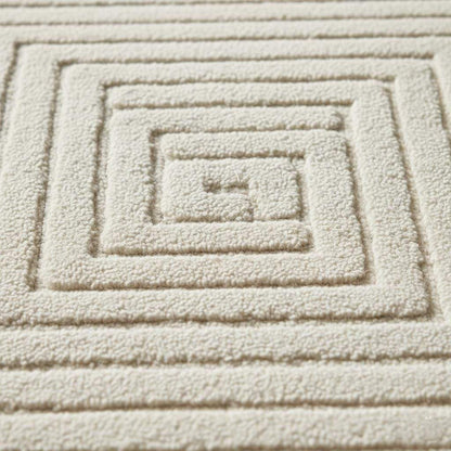 Hand-Tufted Wool Rug: Neutral Beige 3D Sculptural Texture Teppich __etsy:7303163231