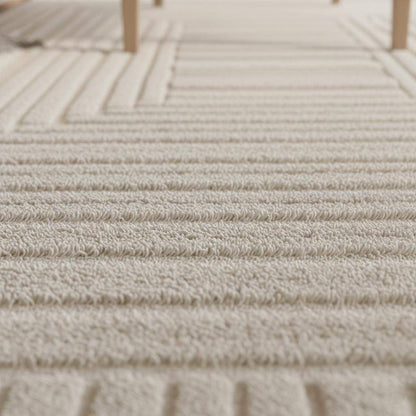 Hand-Tufted Wool Rug: Neutral Beige 3D Sculptural Texture Teppich __etsy:7255214772