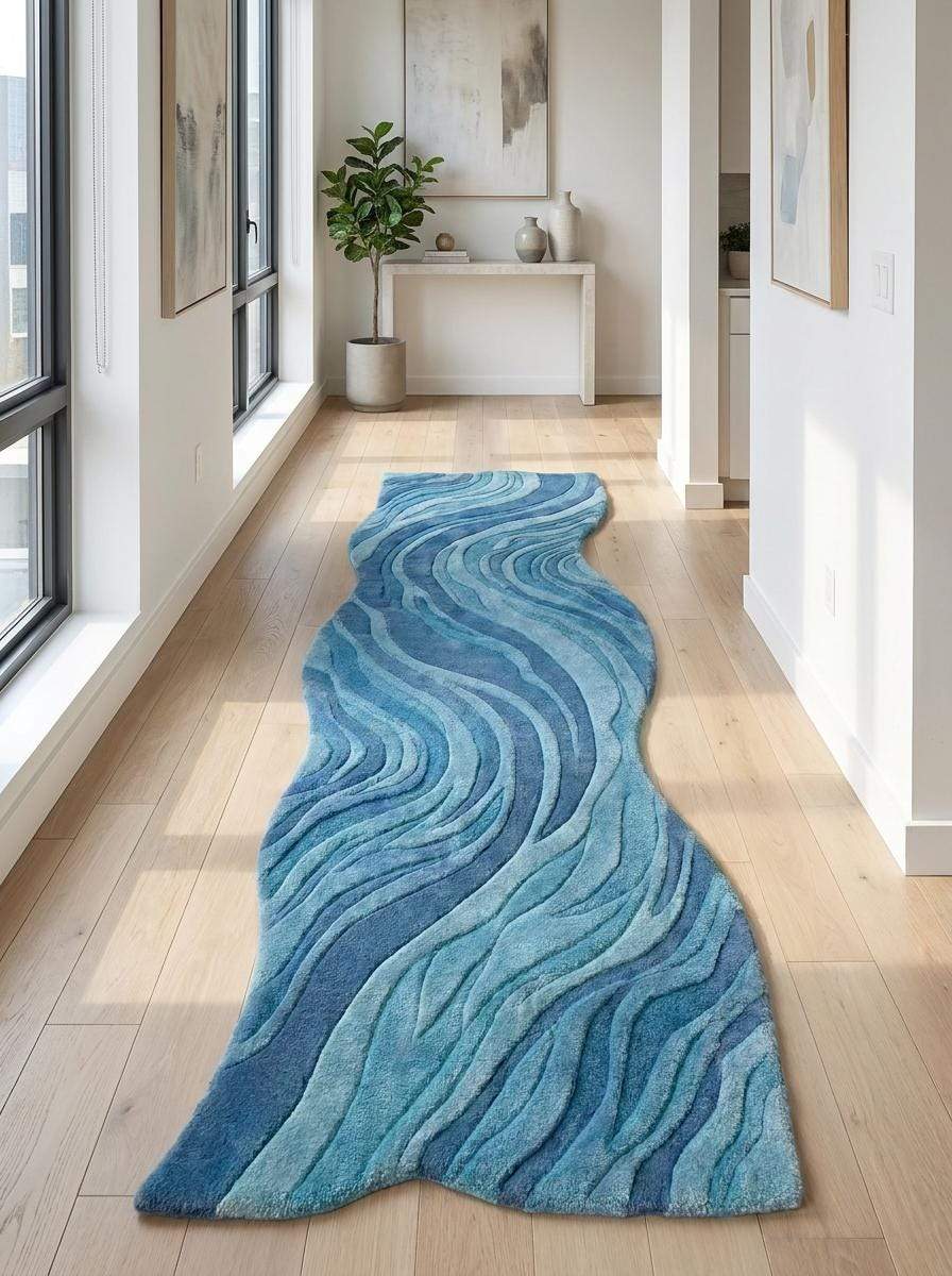 Organic shape hand tufted wool rug designed for entryways, hallways, bedrooms, and modern living spaces. __etsy:8140856589