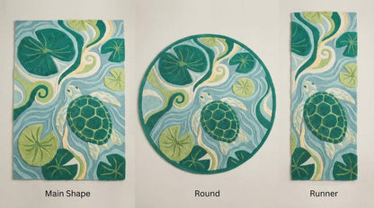 Hand-Tufted Wool Turtle Rug, Coastal Lily Pad Area Carpet, Sea Life Nursery Decor __etsy:7874478859
