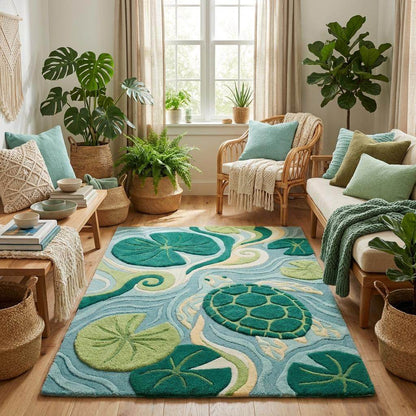 Modern kids room rug featuring sea life design ideal for nursery or playroom decor __etsy:7826529538