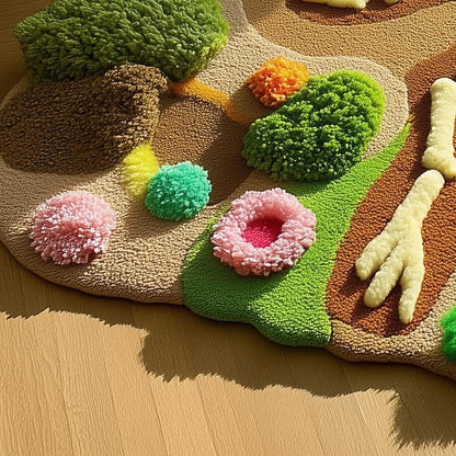 Handmade Tufted Dinosaur Skeleton Rug: 3D Textured Acrylic Yarn Carpet