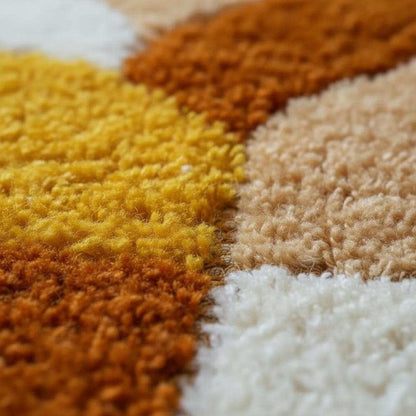 Handmade Tufted Shag Rug: Retro 70s Boho Wavy Design
