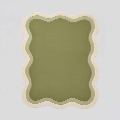 Handmade Tufted Wavy Green Rug: Modern Minimalist Floor Art