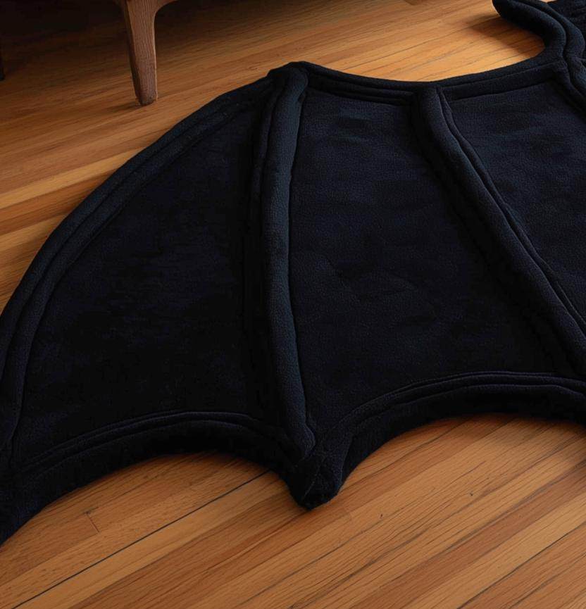 Handmade Tufted Wool Bat Rug: Gothic Halloween Decor 6x9