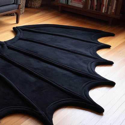 Handmade Tufted Wool Bat Rug: Gothic Halloween Decor 6x9