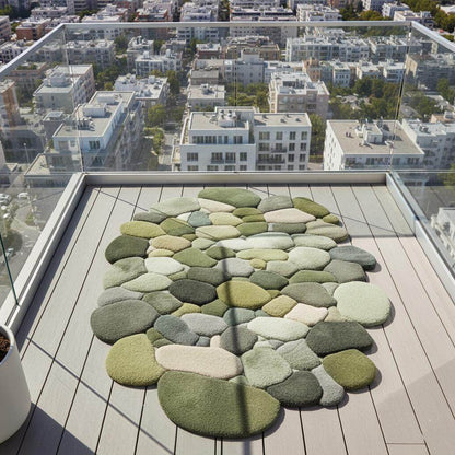 Handmade Wool Pebble Rug: 3D Stone Carpet, Biophilic Decor Teppich