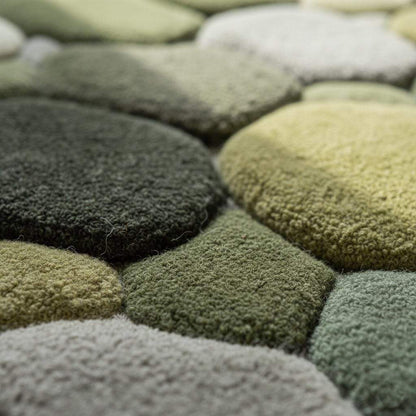 Handmade Wool Pebble Rug: 3D Stone Carpet, Biophilic Decor Teppich