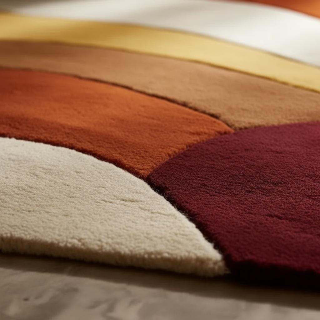 Handmade Wool Rug: Retro 70s Abstract Wavy Design