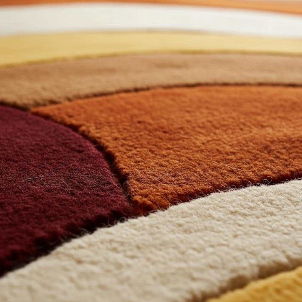 Handmade Wool Rug: Retro 70s Abstract Wavy Design