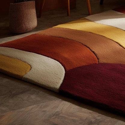 Handmade Wool Rug: Retro 70s Abstract Wavy Design