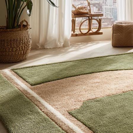 Handmade baseball rug with plush wool tufted baseball diamond design for kids rooms and sports decor