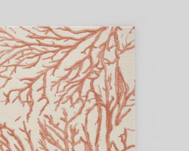 Handmade coral reef design tufted rug in beige and terracotta for coastal home décor