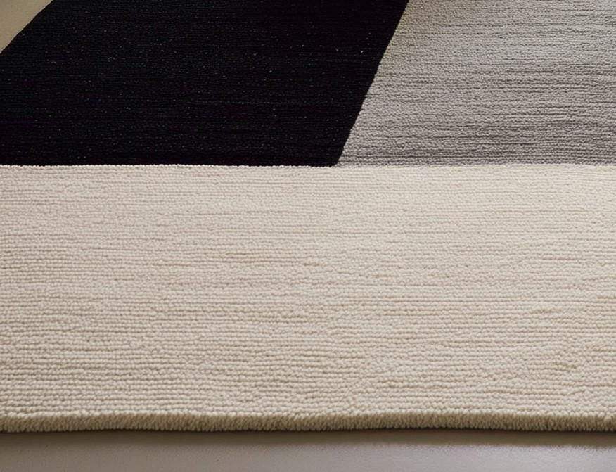 Handmade Geometric Wool Area Rug: Modern Black, Gray & Cream Carpet