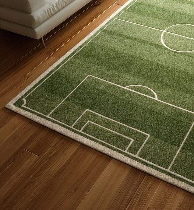 Handmade soccer field rug tufted wool carpet for kids playroom 5x10