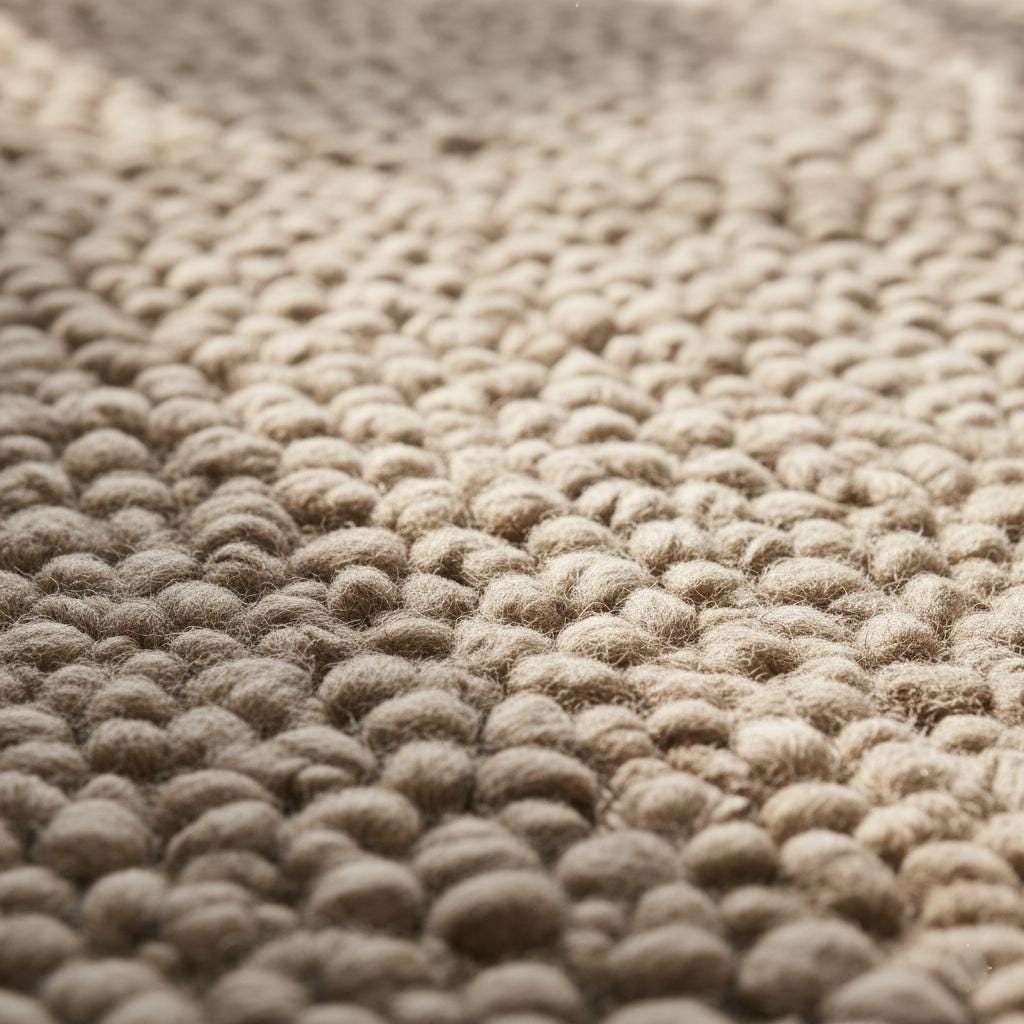 Handmade Taupe Felt Ball Rug – Chunky Wool Pom Pom Mat