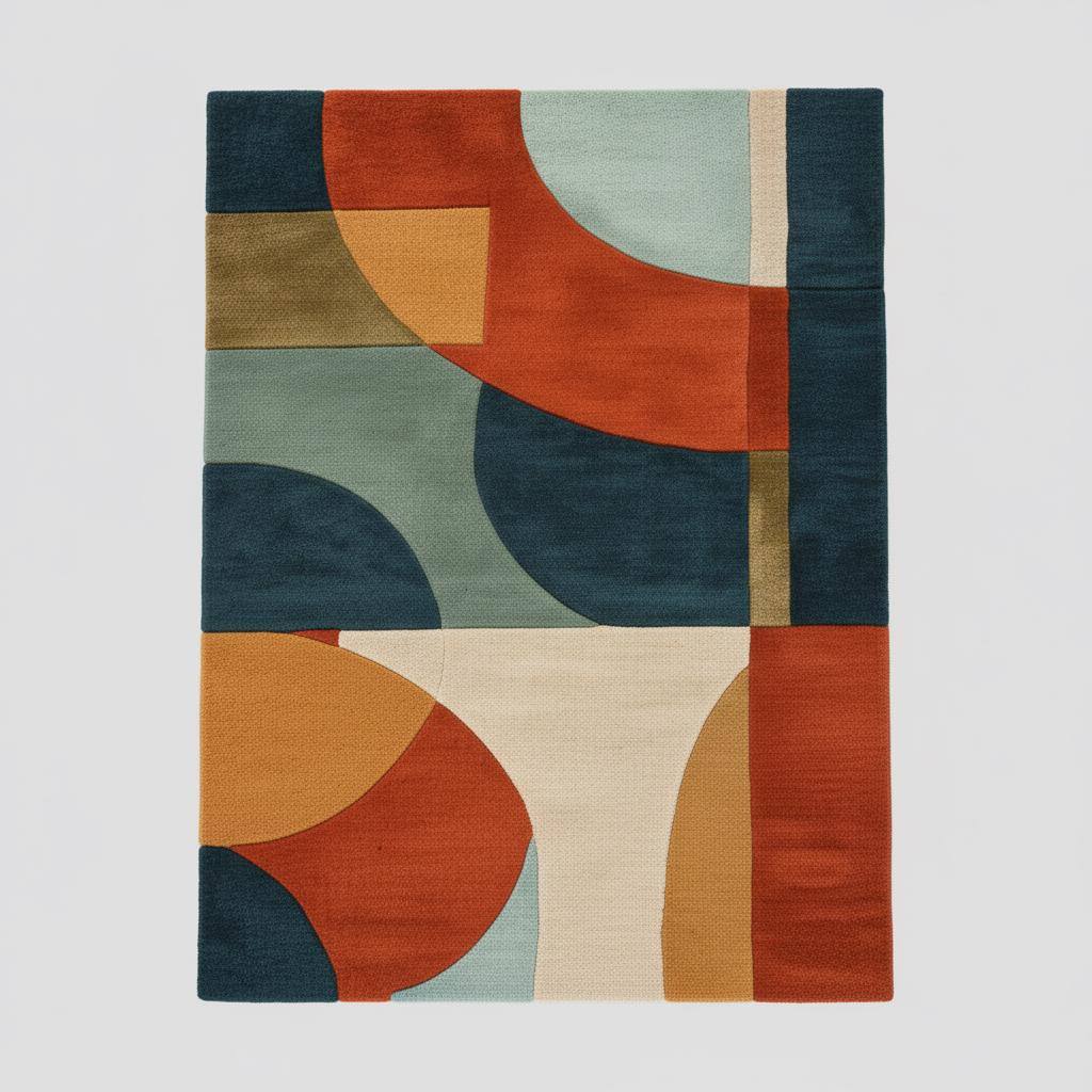 Handmade Tufted Abstract Rug, Modern Neutral Wool Carpet, Beige Cream Contemporary Area Rug, Custom Size Living Room Rug. Size- 6x9 feet Rug