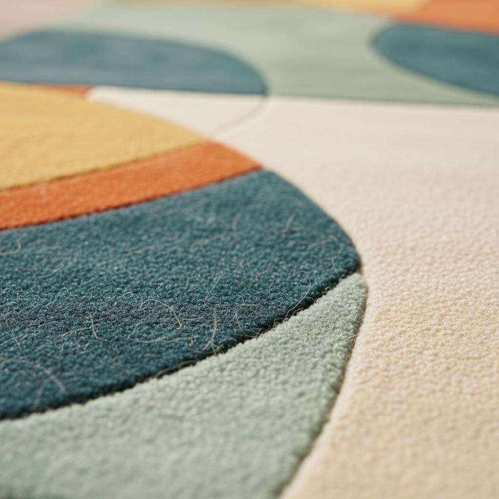 Handmade Tufted Abstract Rug, Modern Neutral Wool Carpet, Beige Cream Contemporary Area Rug, Custom Size Living Room Rug. Size- 6x9 feet Rug