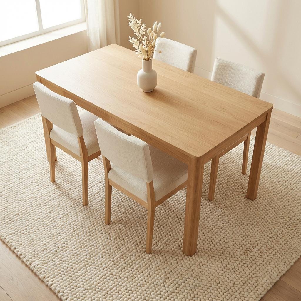 Handwoven chunky wool rug in cream with thick knit texture for cozy Scandinavian decor