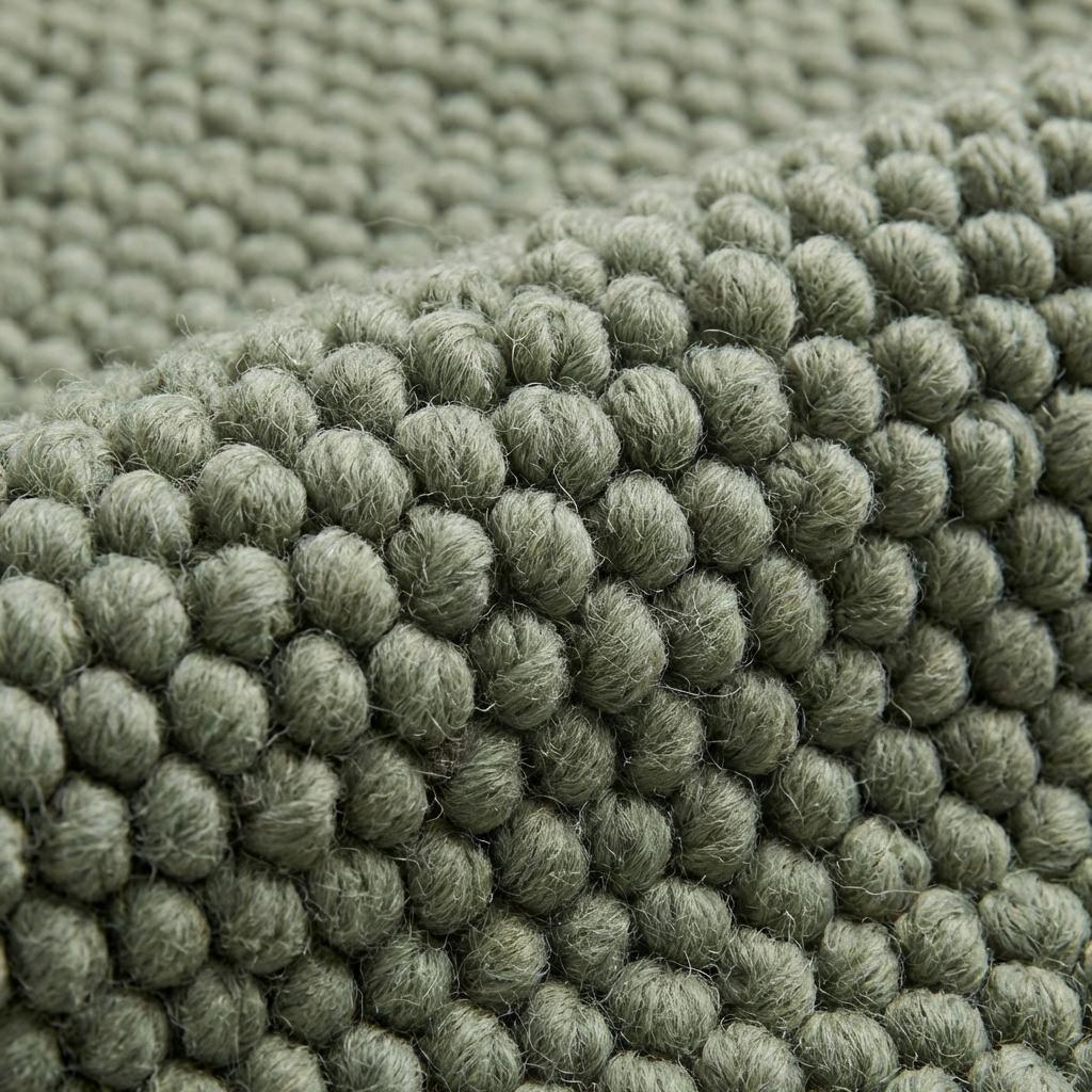 Handwoven chunky wool rug with thick texture in neutral tones for Scandinavian home decor