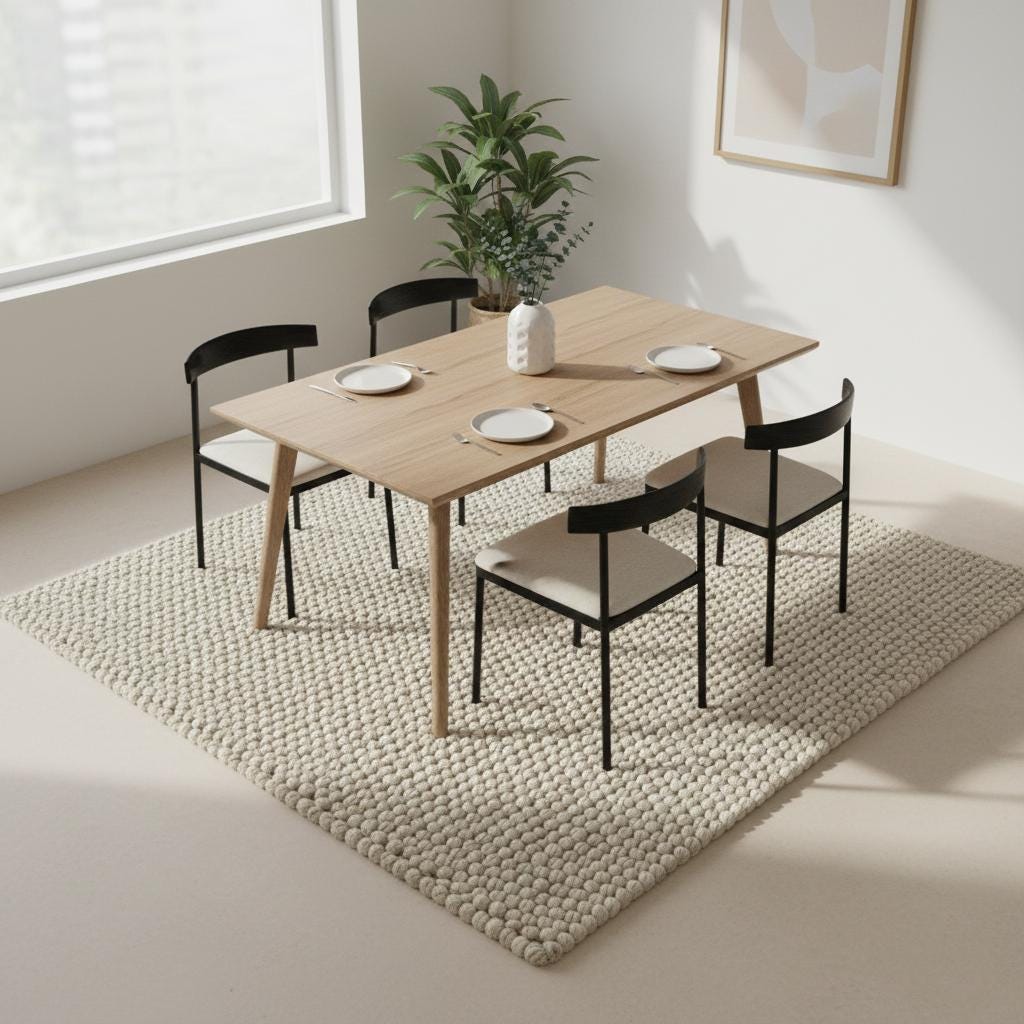 Handwoven chunky Wool Pebble Rug, Neutral Beige Textured Area Rug, Scandinavian Minimalist Living Room Carpet, Thick Cozy Natural Home Decor