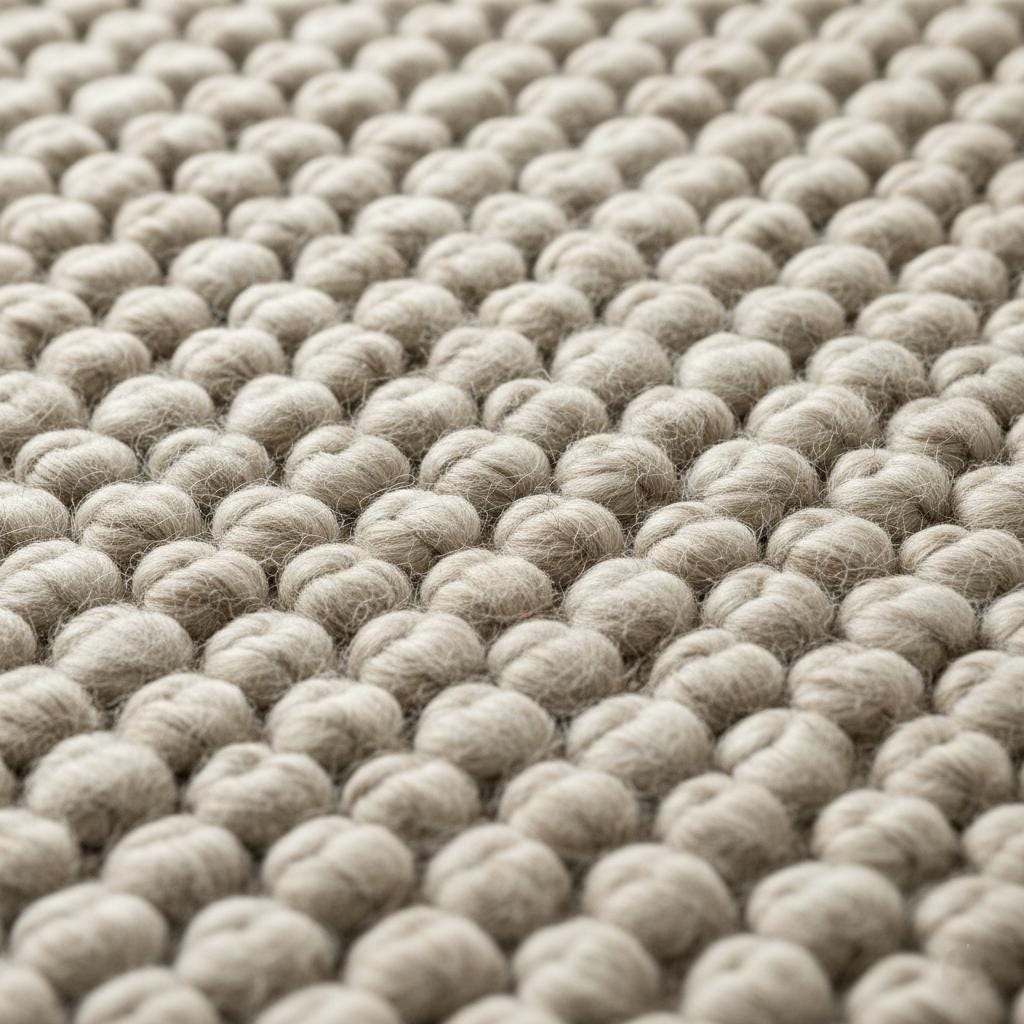 Handwoven chunky Wool Pebble Rug, Neutral Beige Textured Area Rug, Scandinavian Minimalist Living Room Carpet, Thick Cozy Natural Home Decor