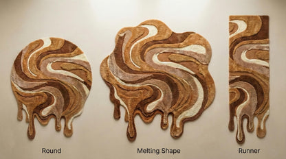 Irregular Shaped Abstract Rug, Organic Melting Area Rug, Modern Carved Texture Rug, Earth Tone Designer Rug for Living Room